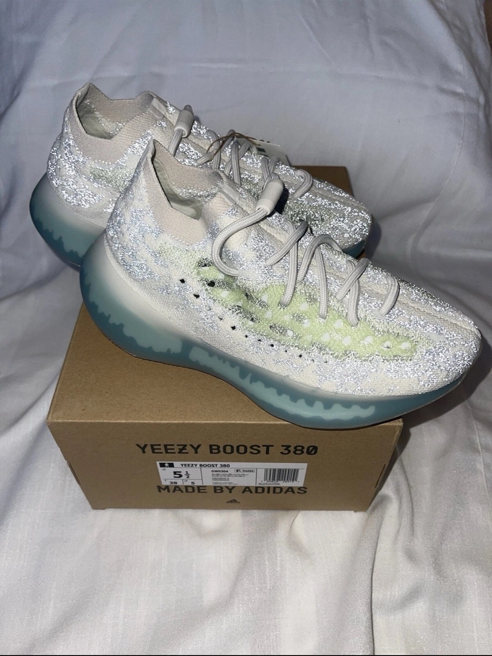 Size 5.5- adidas Yeezy Boost 380 Alien Blue Reflective M5.5/W7